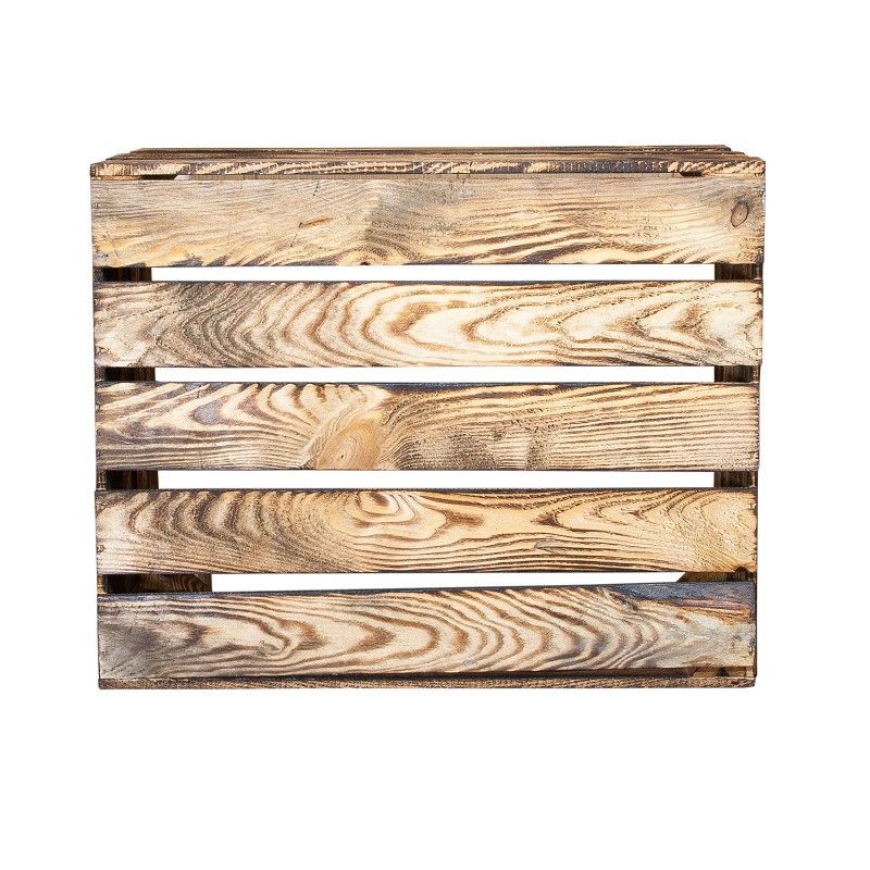 Holzkiste neu dunkel geflammt Vintage 50x40x30 cm