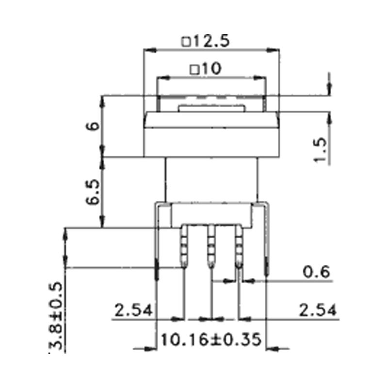 Push switch keypad square 12,5x12,5 mm  illuminated