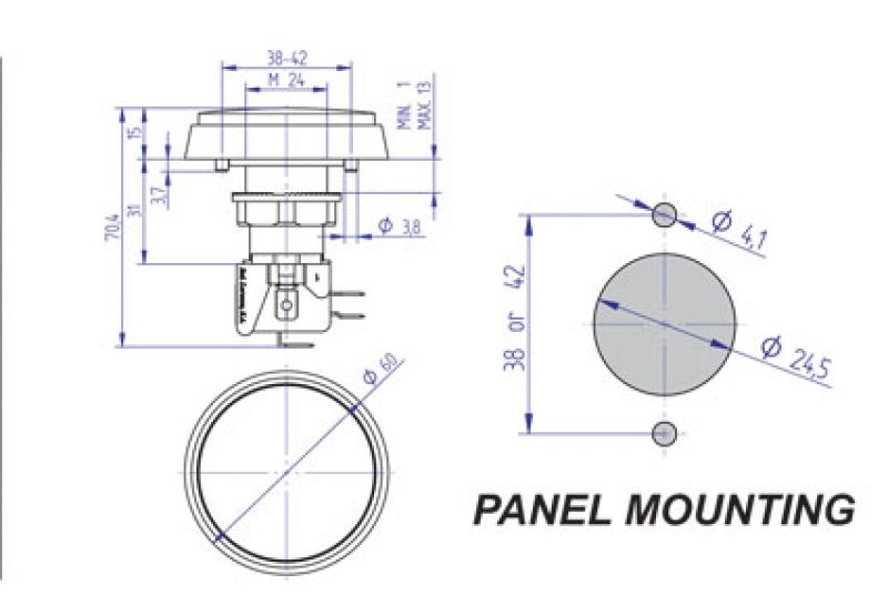 Leuchttaster rund 61 mm weiss