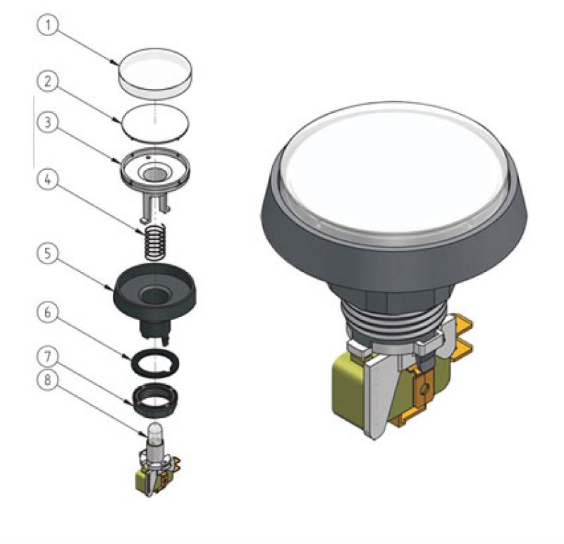 Leuchttaster rund 61 mm weiss